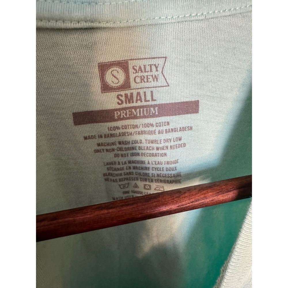 Salty Crew Mens Small T-Shirt Mint Green Whale Tail Graphic Premium Cotton Tee - Picture 3 of 3